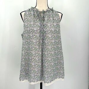 UEC Max Studio purple & green floral sleeveless flowy blouse medium